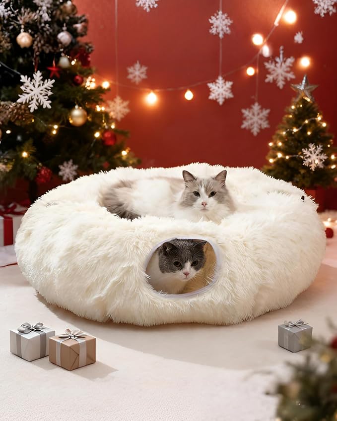 Grelife Cat Tunnel Bed for Indoor Cats, Cute Cat Tunnel Toys, Cat Donut Tunnel - Image 9