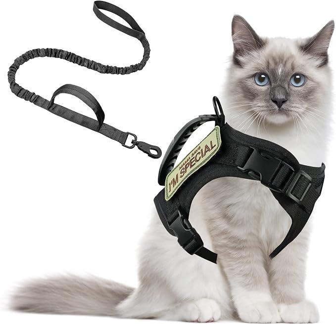 AIWAI Tactical Cat Harness for Walking Escape Proof, Adjustable Pet Vest Harness by AIWAIHarness
