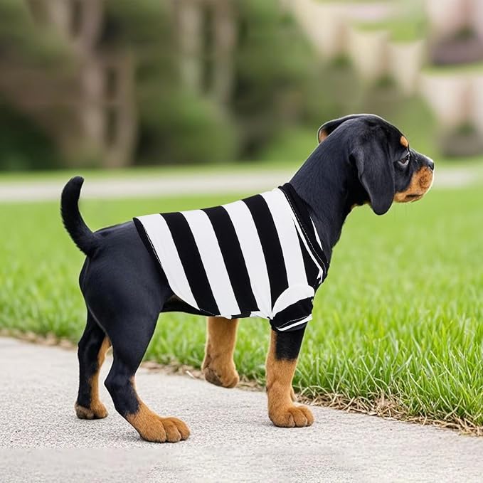 Dog Shirt Polo Shirt Striped Collar Puppy Clothes Summer Button Up Pet Clothes - Image 6