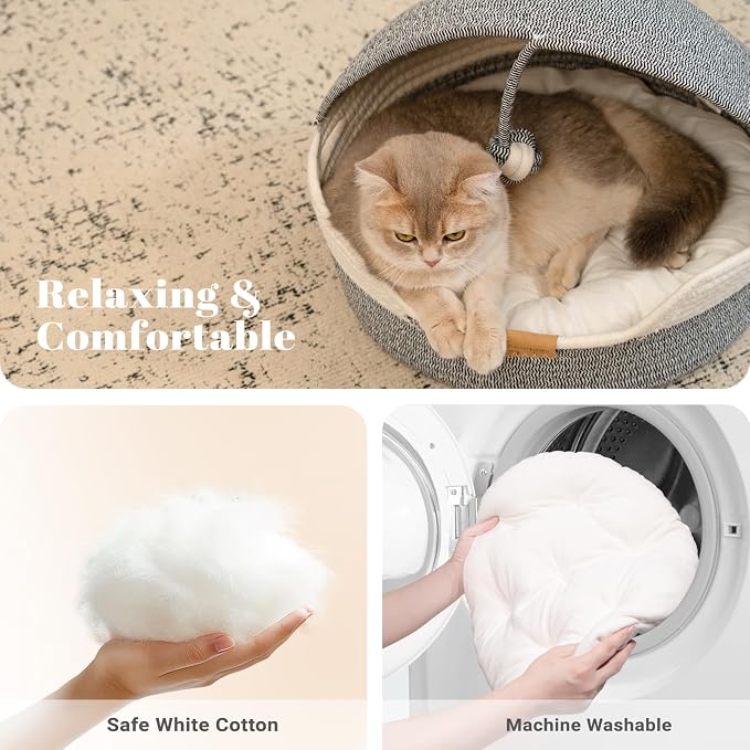 CHEERPALS Cat Basket Bed for Indoor Cats, Covered Pet Bed - Image 6