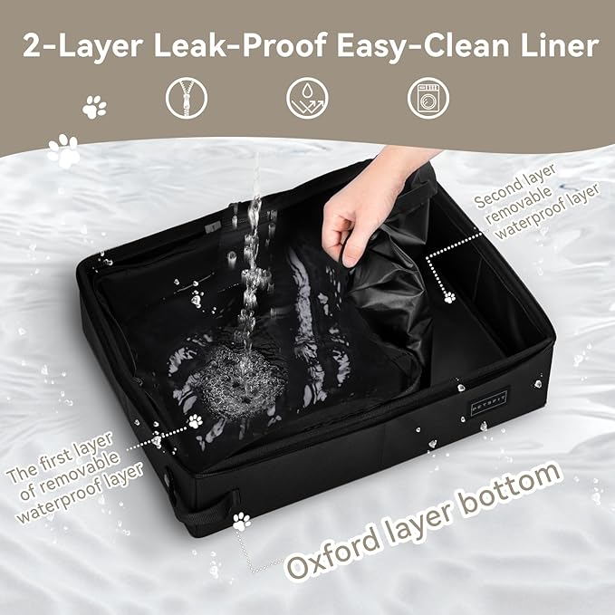 PETSFIT Portable Travel Cat Litter Box – Collapsible, 2-Layer Leak-Proof - Image 3