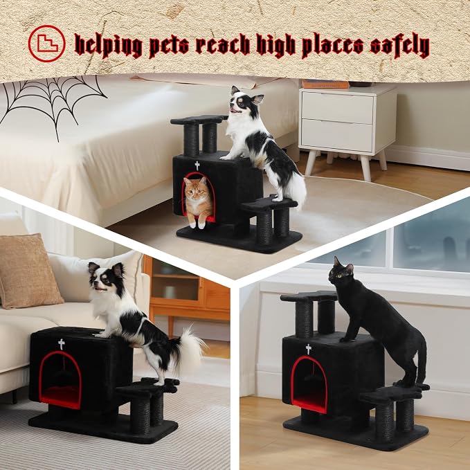 Gothic 3-in-1 Dog Stairs & Cat Scratching Post - Image 5