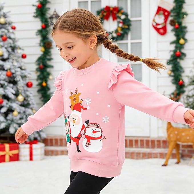 RETSUGO Toddler Baby Girls Sweatshirts Casual Pullover Crewneck Winter Long - Image 5