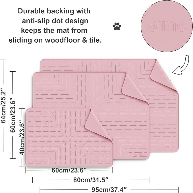 OHMO Cat Litter Mat Trapping Mat Premium Silicone 37.5x25.2，Pink, Waterproof - Image 5