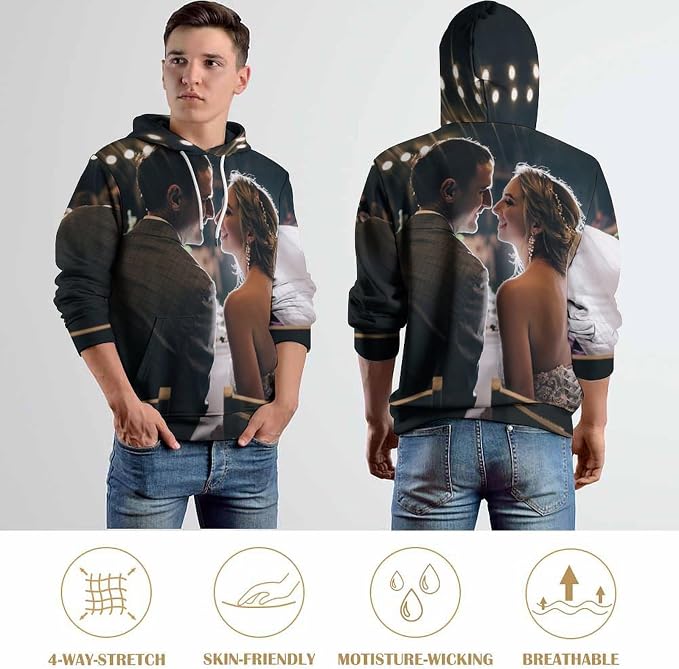 Artsadd Custom Face Unisex athletic Pockets Sweatshirt Loose Hoodie Custom - Image 7