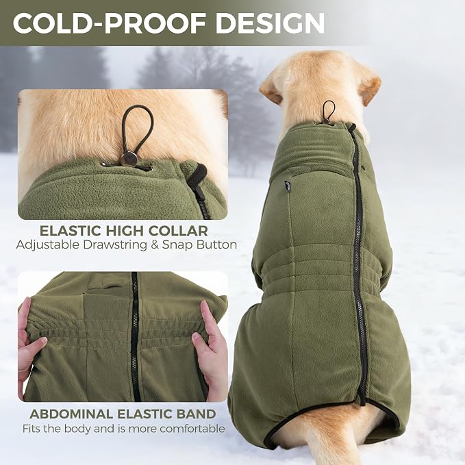 Mihachi Dog Snow Suit Dog Coat Soft Fleece Pullover Pajamas, Pet Windproof Warm - Image 4