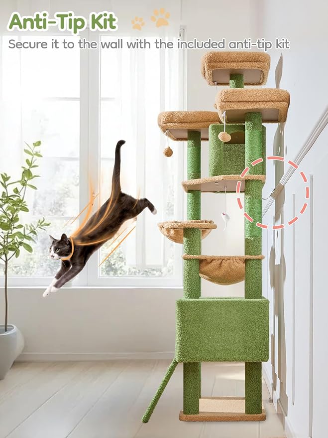 Taoqimiao 76-Inch Cat Tree XXL for Large Cats, Giant Cat Tower - Image 8