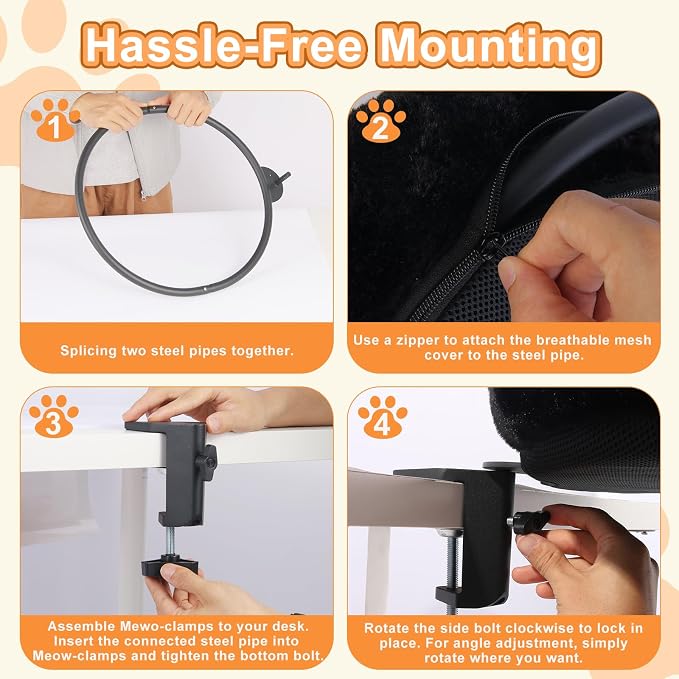 Cat Desk Bed - Ergonomic cat Desk Perch Clamp - Image 6