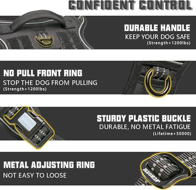 Auroth Tactical Dog Harness for Large Dogs No Pull Adjustable Pet Harness - Image 3