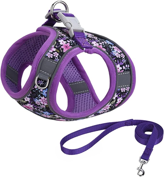 Step in Dog Harness No Pull Flower Adjustable Soft Mesh Padded Reflective Pet - Image 2