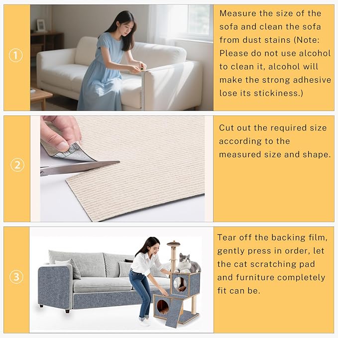 Cat Scratch Furniture Protector, 78.7x15.8inch Adhesive Cat Scratch Pad - Image 5