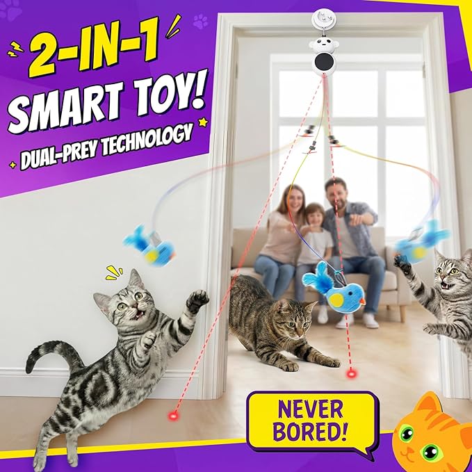 Interactive Cat Toys for Indoor Cats: 2 in 1 Laser Pointer Cat Toy - Image 2