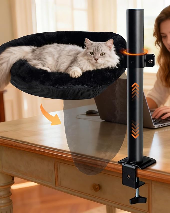L&W BROS. Cat Desk Bed, 20.5"x18.5" Foldable Clamp-On Desk Cat Hammock - Image 6