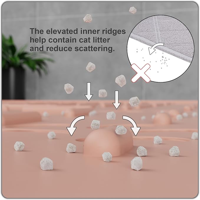 Cat Litter Mat Large Trapping Mat Premium Silicone Rubber 31.5x23.6 Coral - Image 3