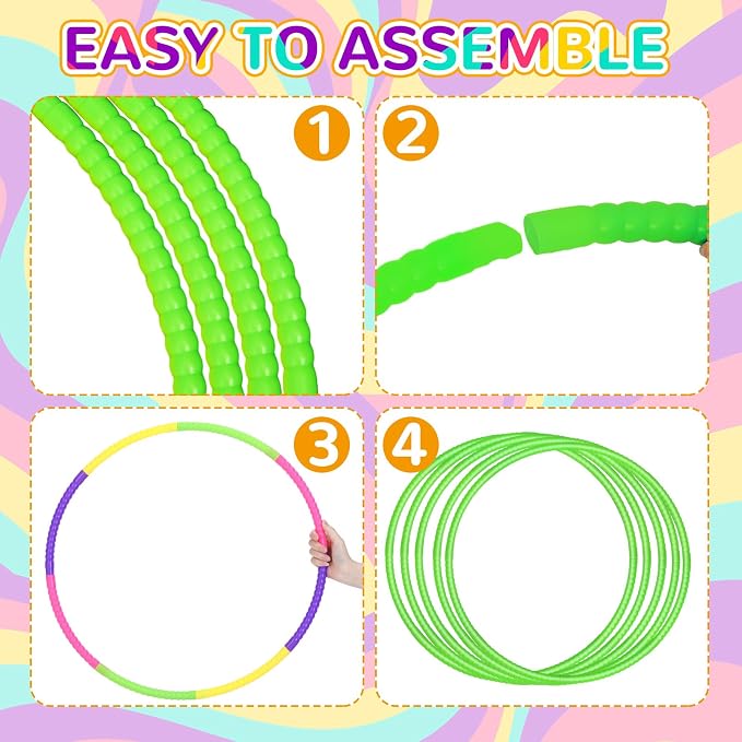 Shappy 6 Pcs Exercise Hoop Detachable Adjustable Plastic Toy Playground Toys - Image 3