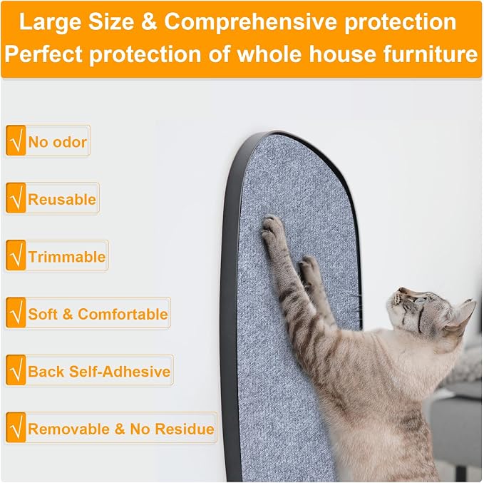 Large Cat Scratching Mat, Trimmable Wall Climbing Carpet, Couch Protector - Image 2