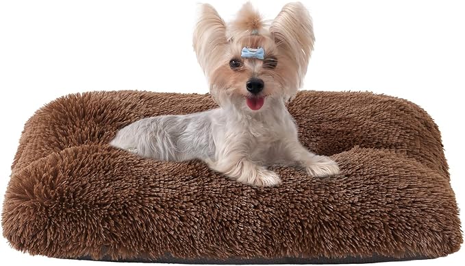 EHEYCIGA Fluffy Dog Crate Bed for Small Dogs, Plush Faux Fur Crate Pad by EHEYCIGA