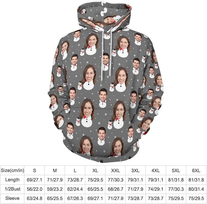 Artsadd Custom Face Unisex athletic Pockets Sweatshirt Loose Hoodie Custom - Image 3