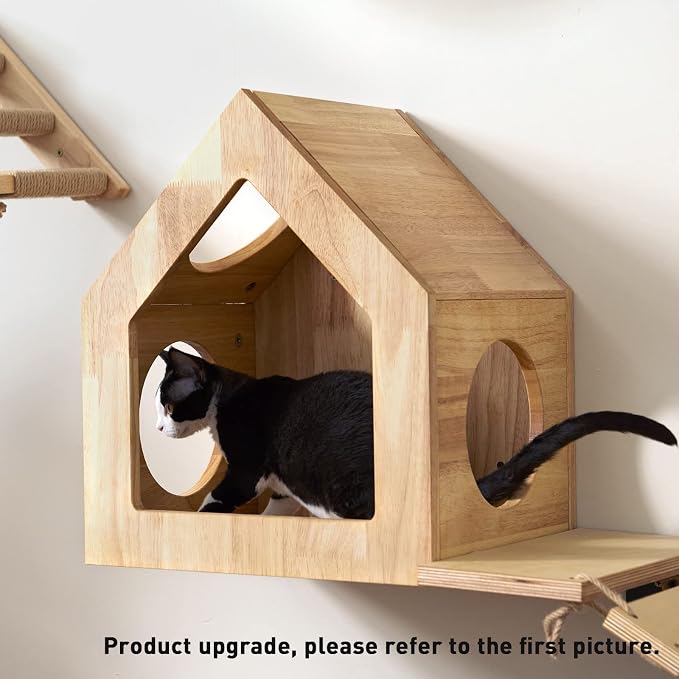 FUKUMARU Cat House Wall Mounted, 15.5x11.8x18 Inches Birch Plywood Condo - Image 7