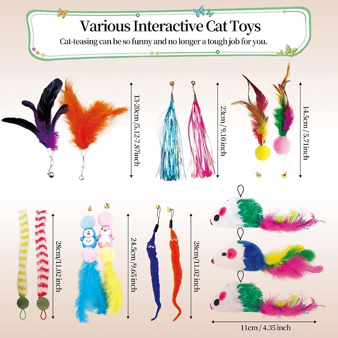 15PCS Cat Wand Toy Accessories, Cat Feather Toy Attachments Replacements - Image 6