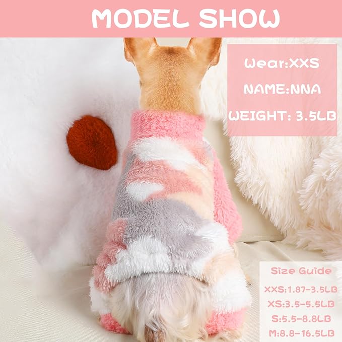 Sebaoyu Turtleneck Dog Pajamas for Small Dogs, Fleece Sweater Winter Cute Tiny - Image 2