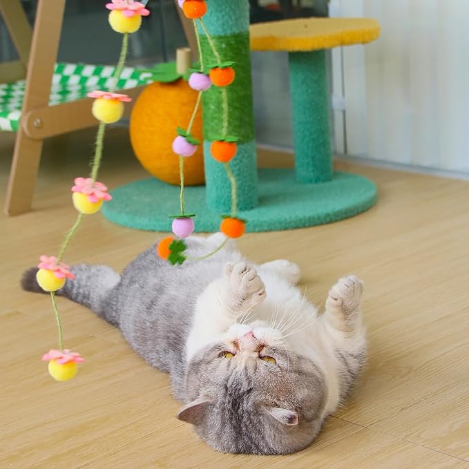 Cat Wand Toy with Bell: Floral Bamboo Teaser - Image 2
