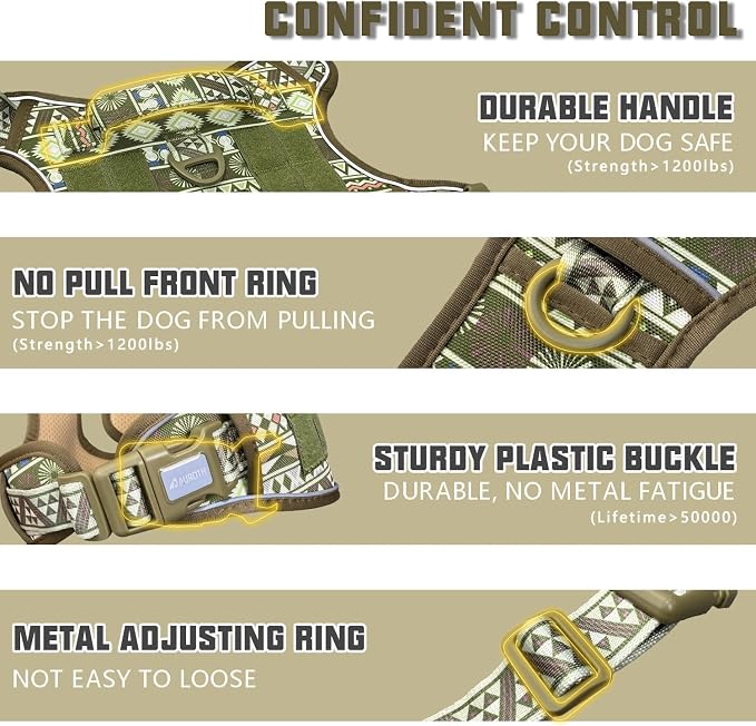 AUROTH Tactical Dog Harness for Large Dogs No Pull Adjustable Pet Harness - Image 3