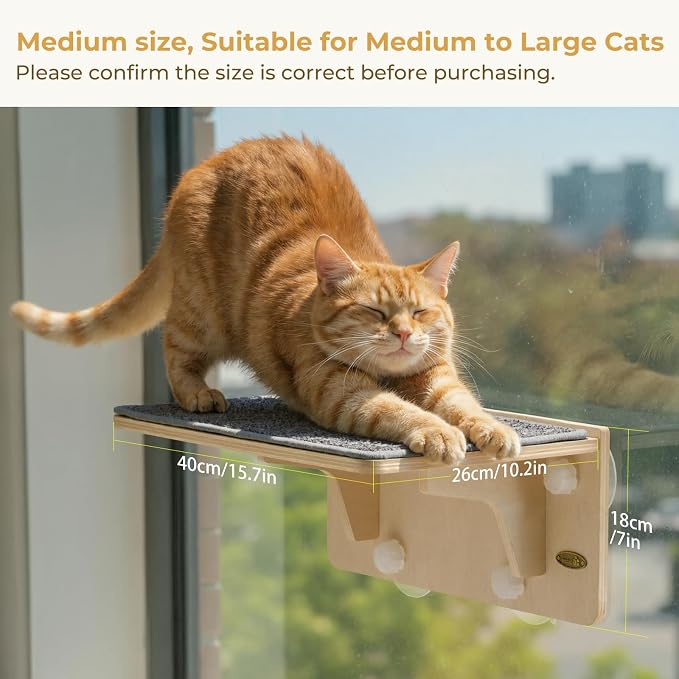 Pecute 2-in-1 Cat Window Perch & Wall Shelves, Cat Hammock Window - Image 3
