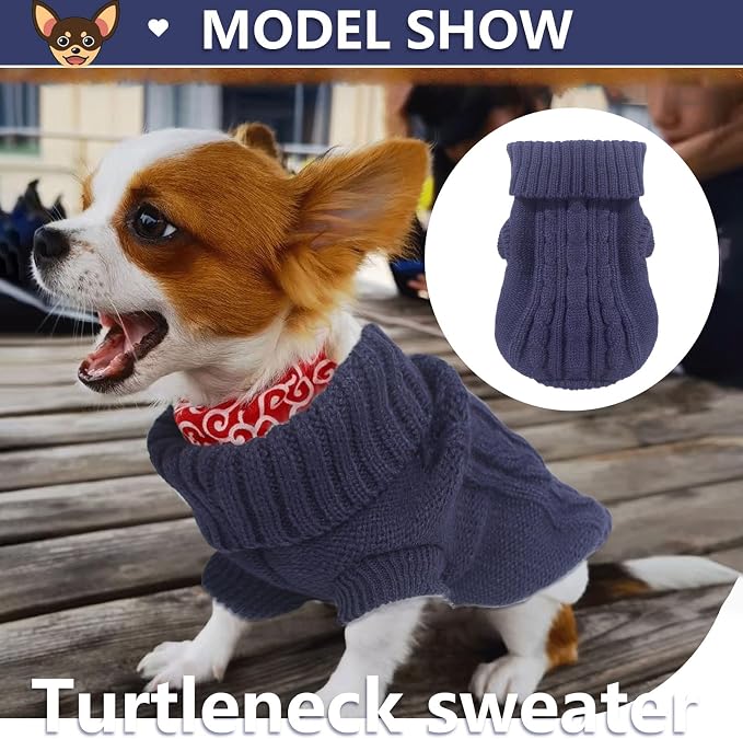 2 Pack Dog Sweaters for Small Dogs, Chihuahua Yorkie Sweater, Dog Clothes for - Image 2