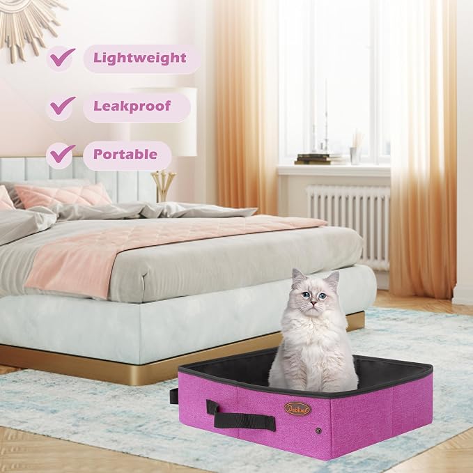 Deblue Portable Cat Travel Litter Box in Car, Collapsible Cat Litter Carrier - Image 4