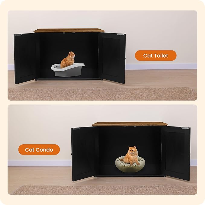 Dwanton Litter Box Enclosure, Cat Litter Box Furniture Hidden, Reversible - Image 6