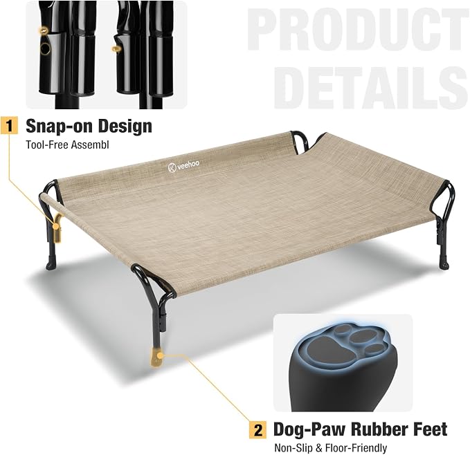 Veehoo Medium Elevated Dog Bed, Teslin Mesh - Image 4