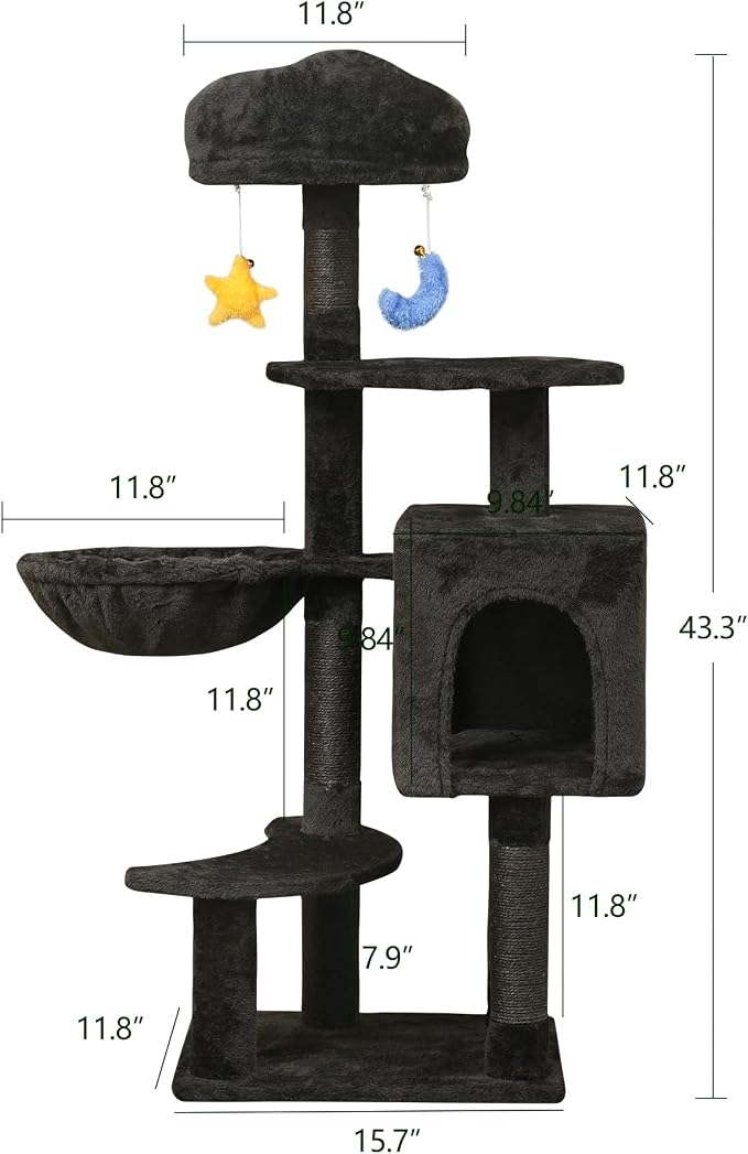 Gothic Black Cat Tree for Indoor Kittens & Small Cats Under 6 Months 9lbs - Image 3