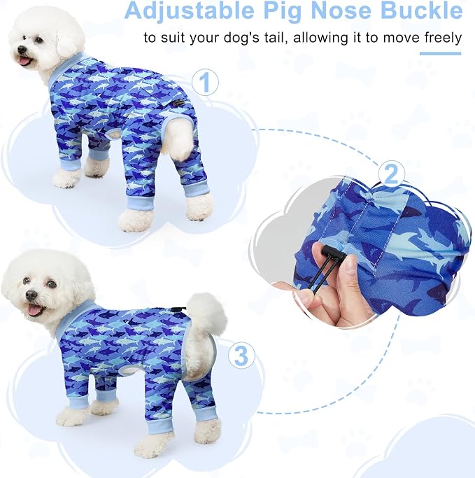 Bienbee Dog Pajamas, 4 Pack Dog Recovery Suit Shedding Suit Cute Soft Puppy - Image 4
