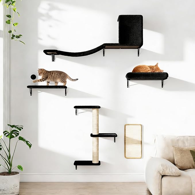 COZIWOW Cat Wall Shelves Set, 5-Piece Wall Mounted Cat Furniture - Image 7