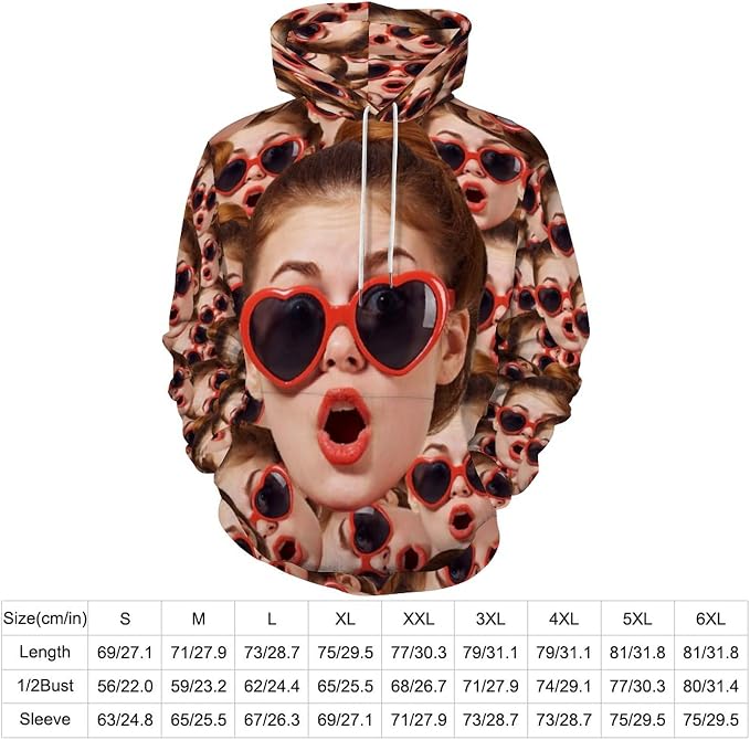 Artsadd Custom Face Unisex athletic Pockets Sweatshirt Loose Hoodie Custom - Image 3