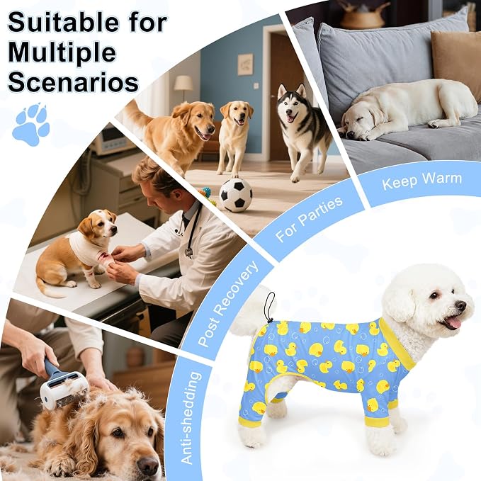 Bienbee Dog Pajamas, 4 Pack Dog Recovery Suit Shedding Suit Cute Soft Puppy - Image 7