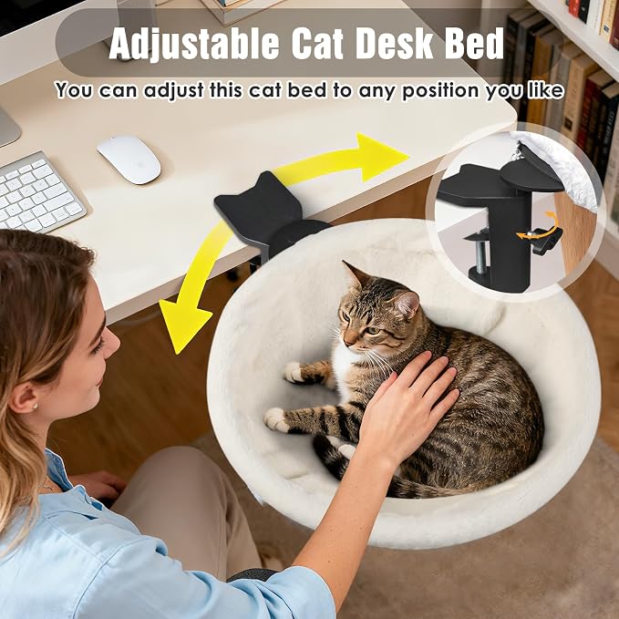 IPOW Heavy Duty Steel Frame 180° Rotating Cat Desk Bed Semi-Circular Cat Bed - Image 4