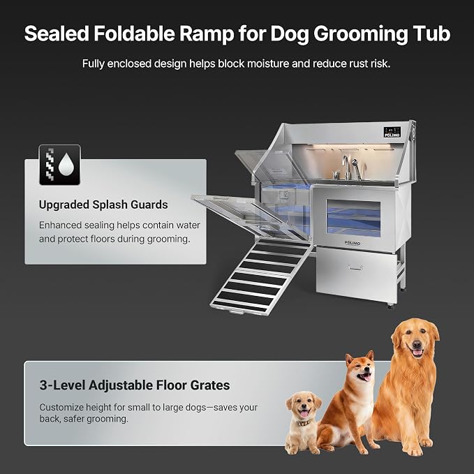 Dog Washing Station with Pet Dryer, 304 Stainless Steel Pet Wash Sink - Image 5
