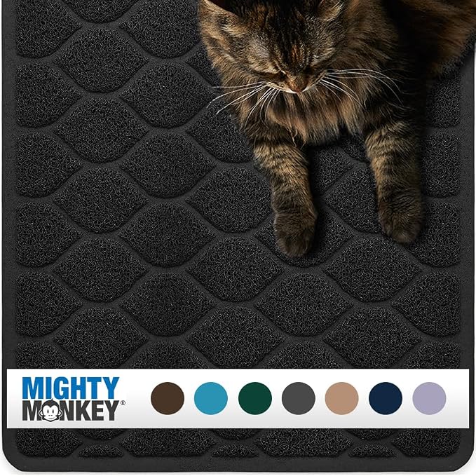 MIGHTY MONKEY Waterproof BPA Free Cat Litter Box Trapping Mat, Easy Clean Floors by MightyMonkey