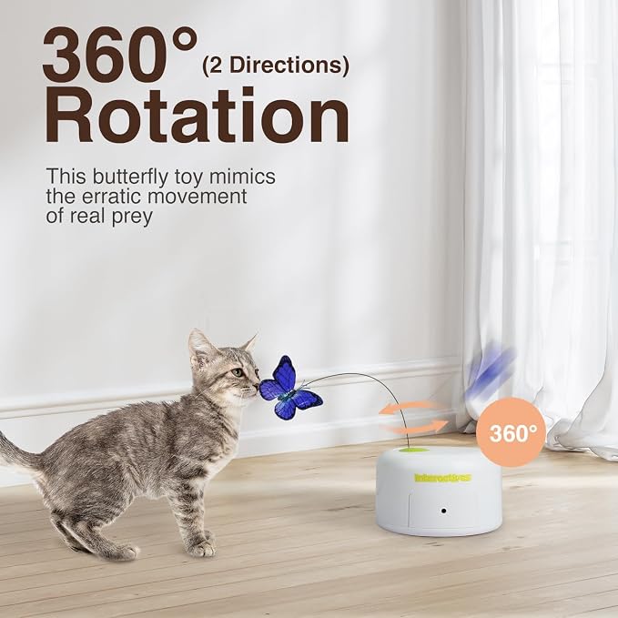 ALL FOR PAWS Interactive Butterfly Cat Toy, Automatic Cat Butterfly Wand Toy - Image 2