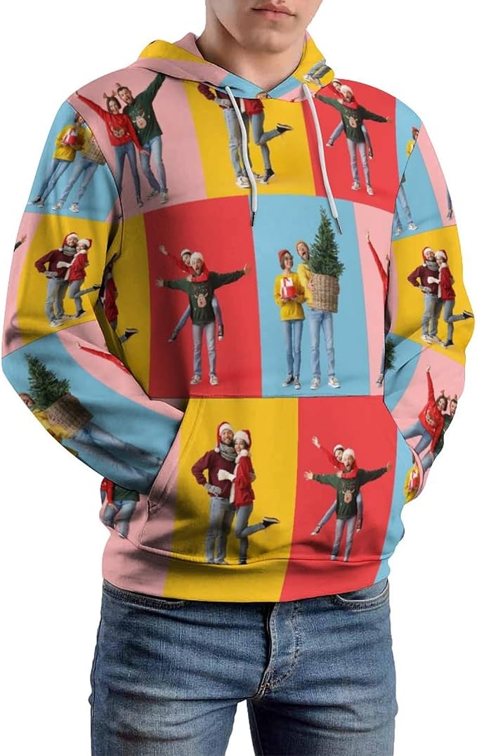 Artsadd Custom Face Unisex athletic Pockets Sweatshirt Loose Hoodie Custom - Image 2