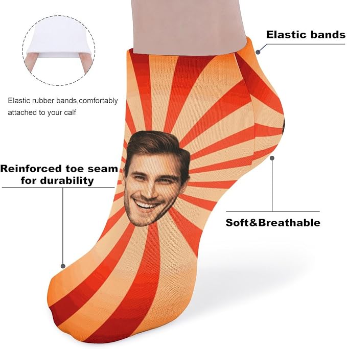 Personalized Ankle Socks with Face Custom Photo Socks Low Cut Ankle Socks - Image 3