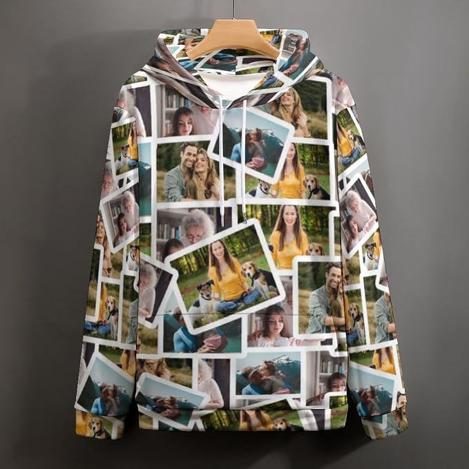 Artsadd Custom Face Unisex athletic Pockets Sweatshirt Loose Hoodie Custom - Image 5