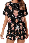 Custom Short Pajamas Set with Face Photo Women‘s Sleepwear Tee Personalized PJ by Jaydouble