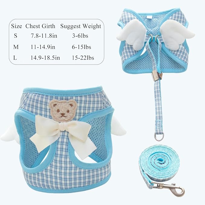 Dog Harness and Leash Set with Angle Wings, Pet Adjustable Mesh Vest Harness - Image 4