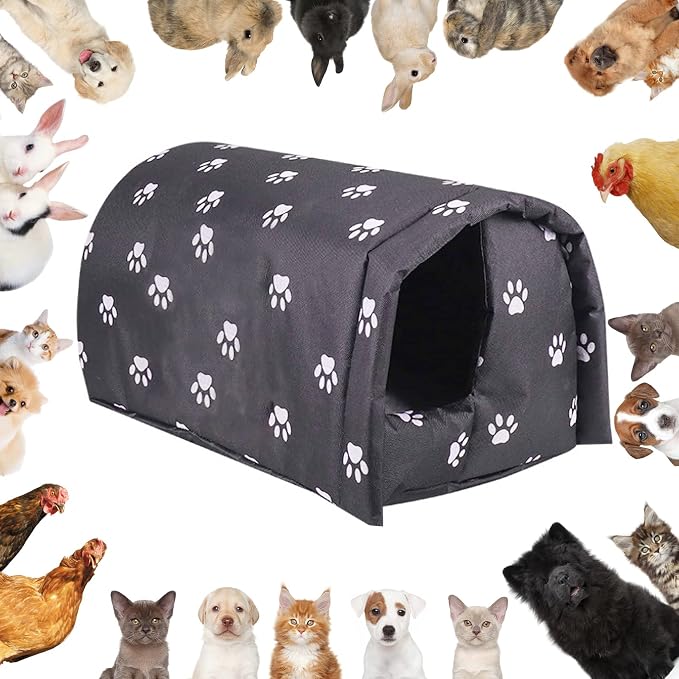 Fhiny Stray Cats Shelter, Waterproof Outdoor Cat House Foldable Warm Pet Cave - Image 7