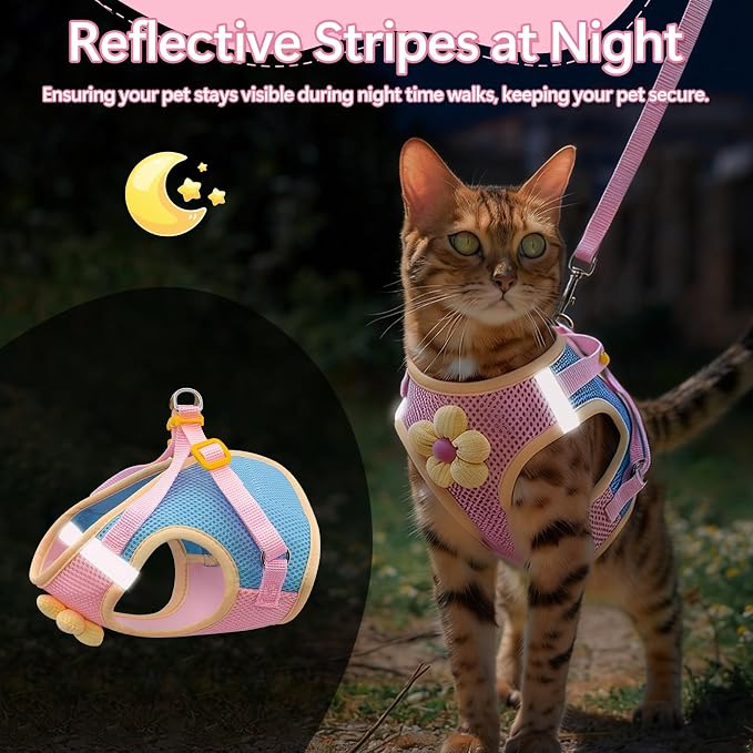 Cat Harness and Leash Set Escape Proof, Adjustable Cat Vest Harnesses Soft - Image 5