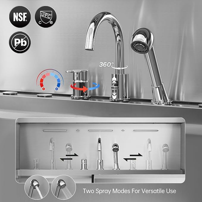 Dog Washing Station with LED Display, 304 Stainless Steel Pet Wash Sink - Image 6