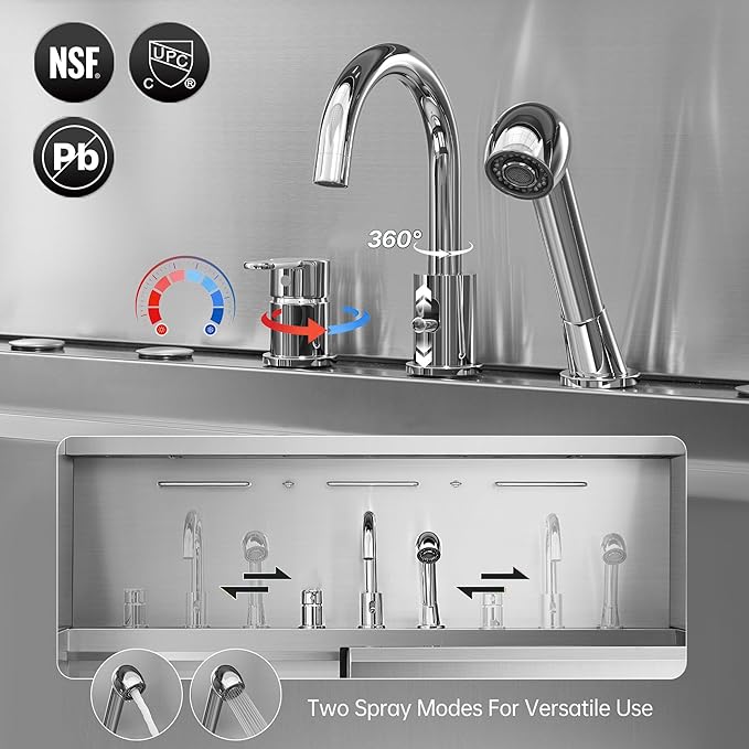 Dog Washing Station with LED Display, 304 Stainless Steel Pet Wash Sink - Image 6
